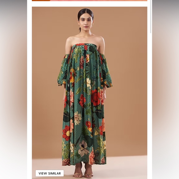Anthropologie Dresses & Skirts - New Anthropologie Siddharta Bansal Juniper Jungle Print Off Shoulder Dress